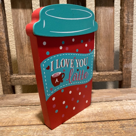 Valentine’s Day Tier Tray Decor Set, Coffee Cup Shaped Signs, I Love You A Latte - Picture 14 of 14